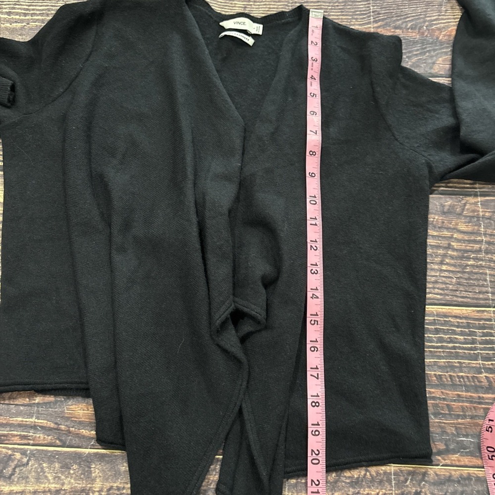Vince Black Open Front Handkerchief Hem 100% Cashmere Cardigan Size S - Picture 7 of 7